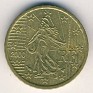 Euro - 10 Euro Cent - France - 1999 - Brass - KM# 1285 - Obv: The seed sower divides date and RF Rev: Denomination and map - 0